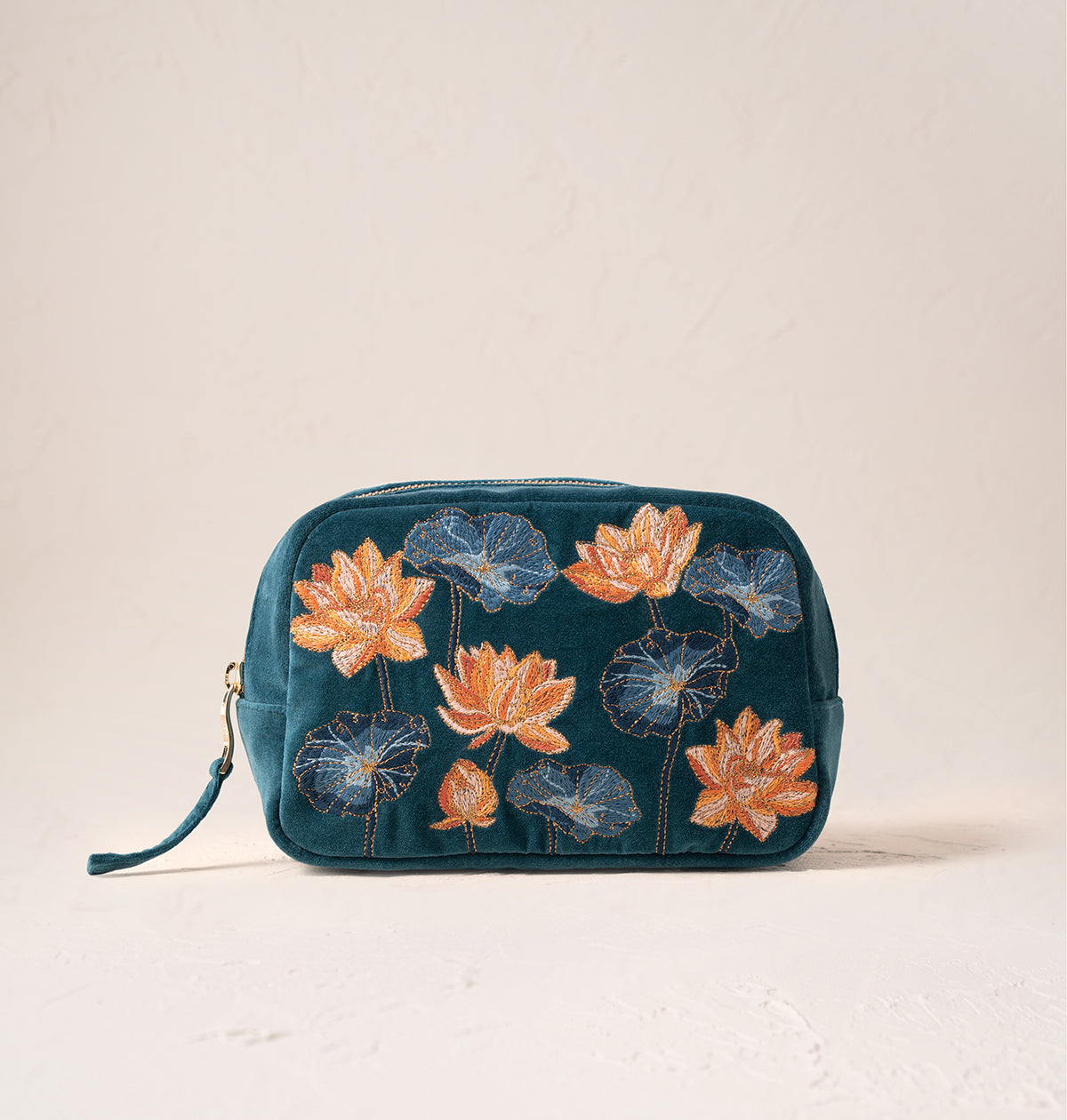 Lotus Rich Blue Velvet Makeup Bag
