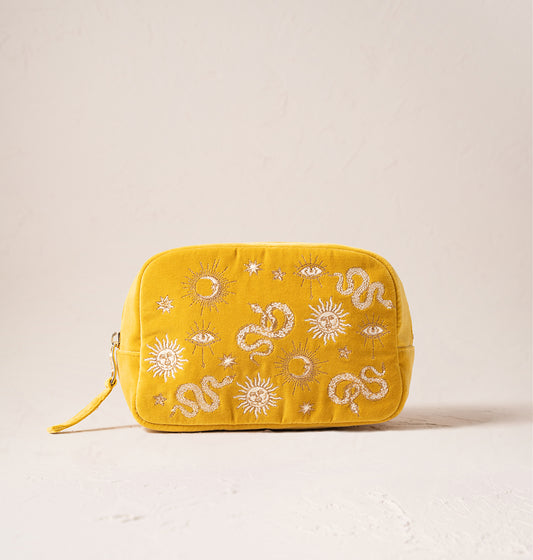 Alchemy Velvet Mustard Yellow Makeup Bag