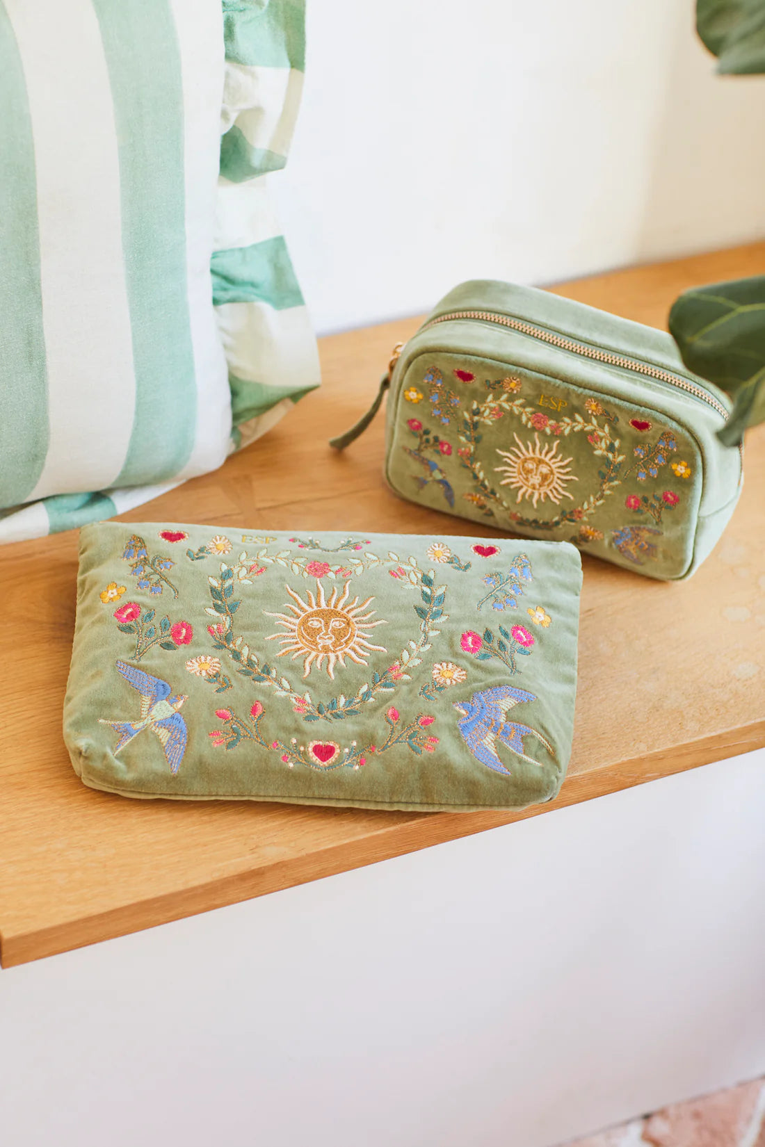 Earth Goddess Olive Velvet Makeup Bag