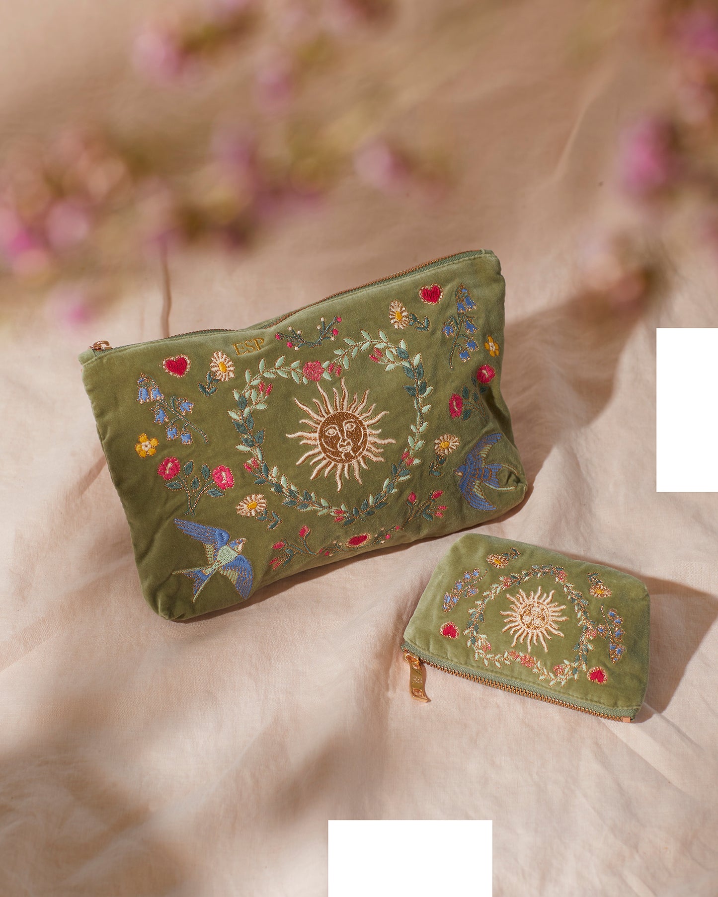 Earth Goddess Olive Velvet Everyday Pouch