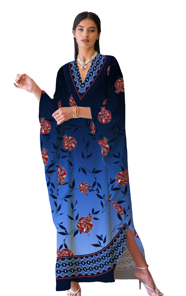 Blue Pomegranate Long Kaftan