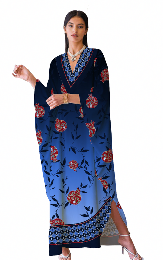 Blue Pomegranate Long Kaftan