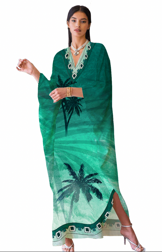 Green Aqua Long Kaftan