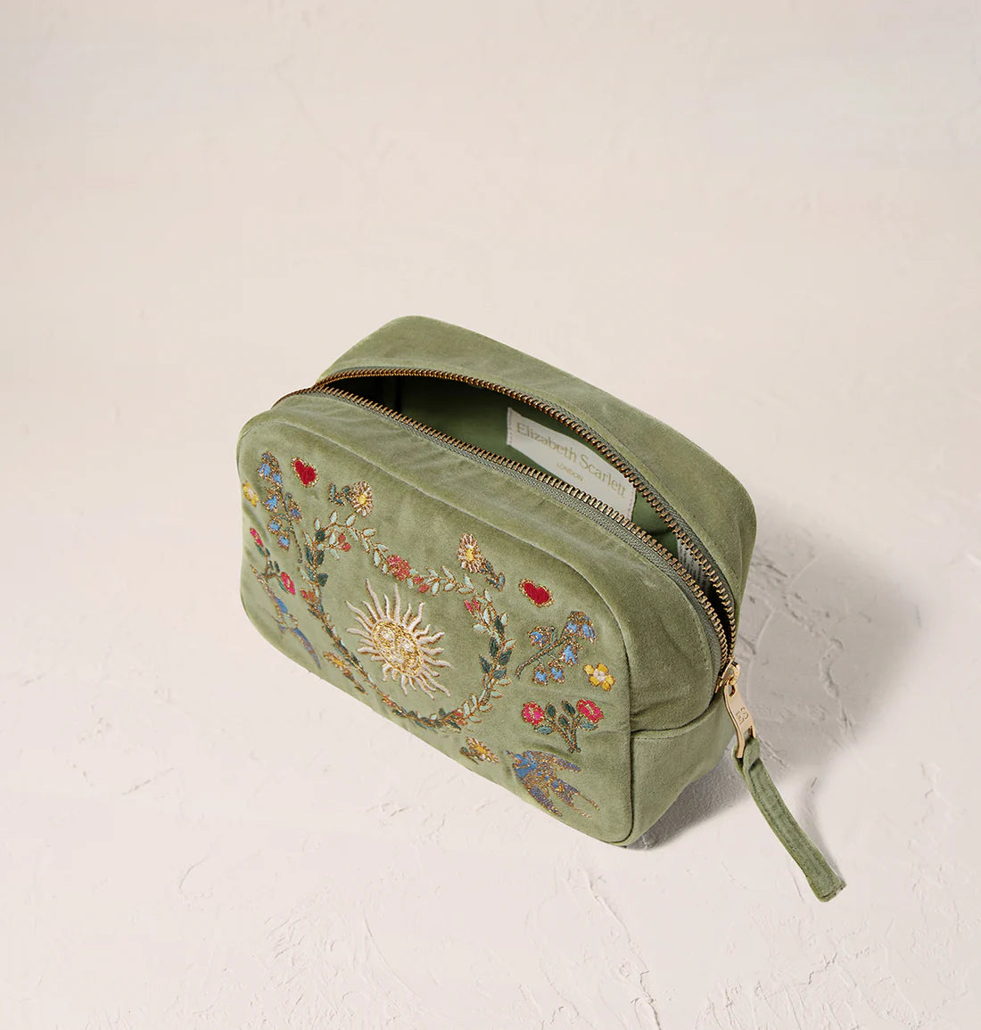 Earth Goddess Olive Velvet Makeup Bag