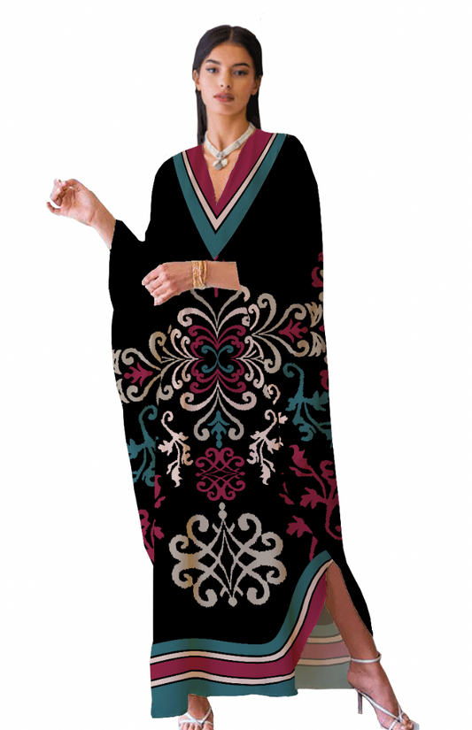 Berry Black Long Kaftan