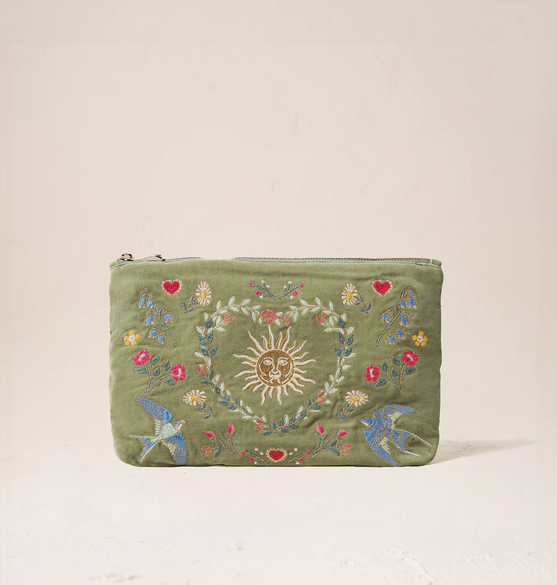 Earth Goddess Olive Velvet Everyday Pouch
