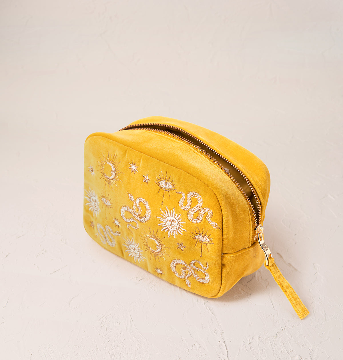 Alchemy Velvet Mustard Yellow Makeup Bag