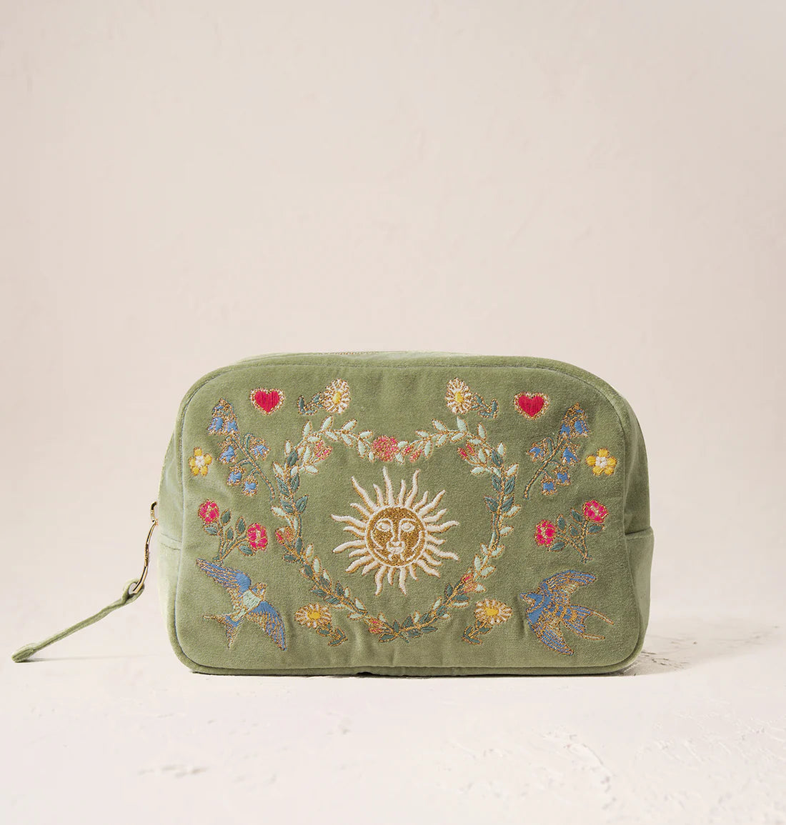 Earth Goddess Olive Velvet Makeup Bag