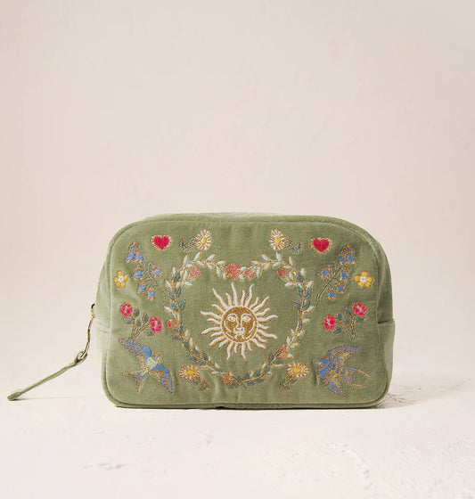 Earth Goddess Olive Velvet Makeup Bag