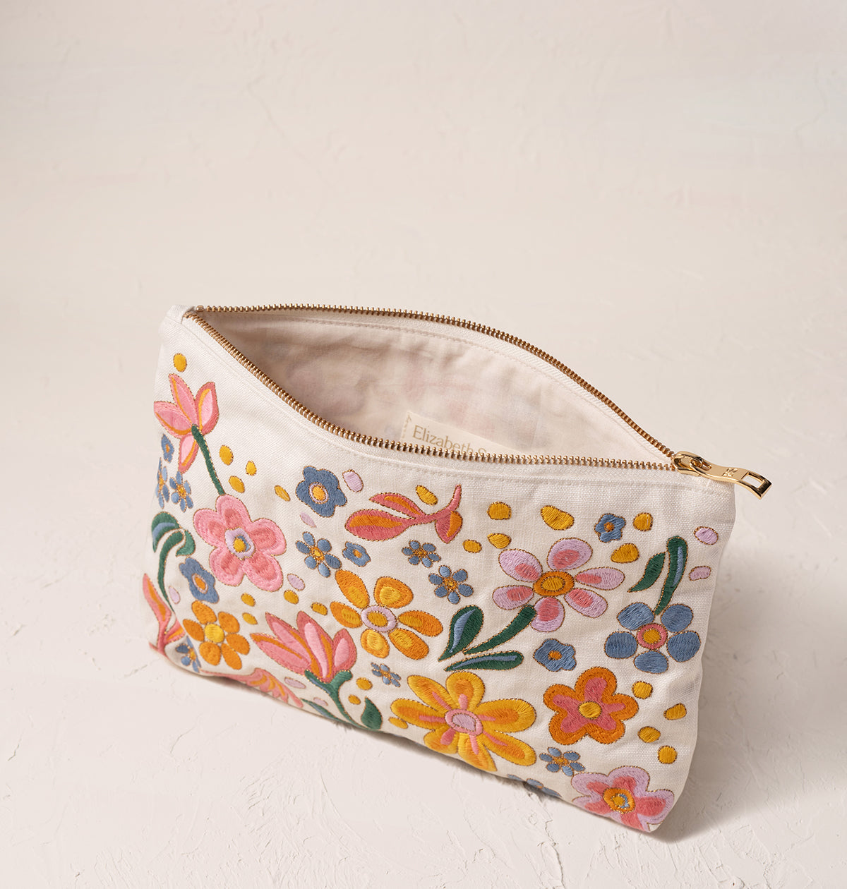 Flower Power Cream Cotton Everyday Pouch