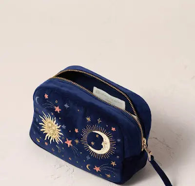 Celestial Navy Velvet Makeup Bag