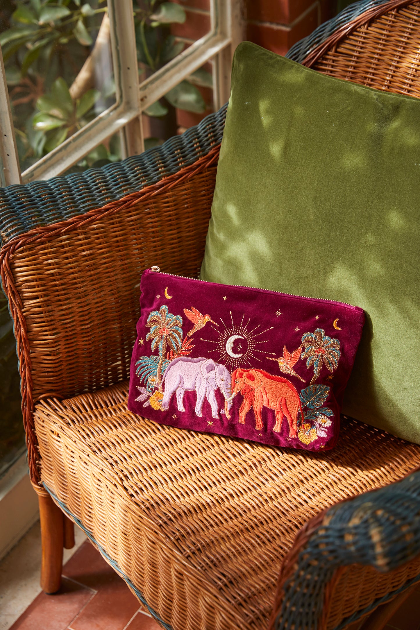 Enchanted Elephant Ruby Velvet Everyday Pouch