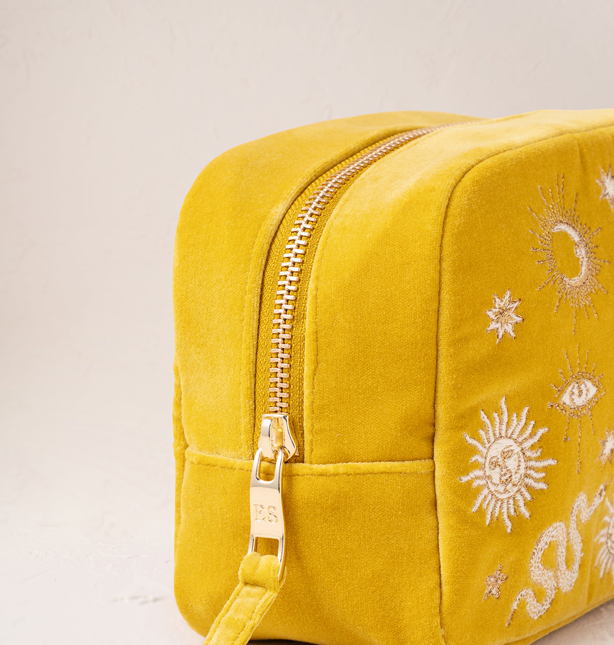 Alchemy Velvet Mustard Yellow Makeup Bag
