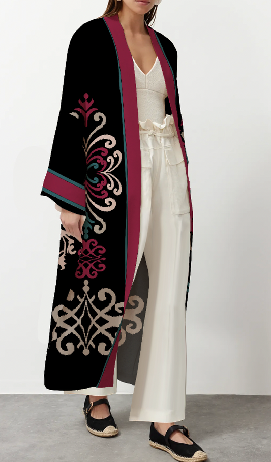 Berry Black Kimono
