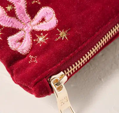 Dazzling Bows Velvet Everyday Pouch - Rouge