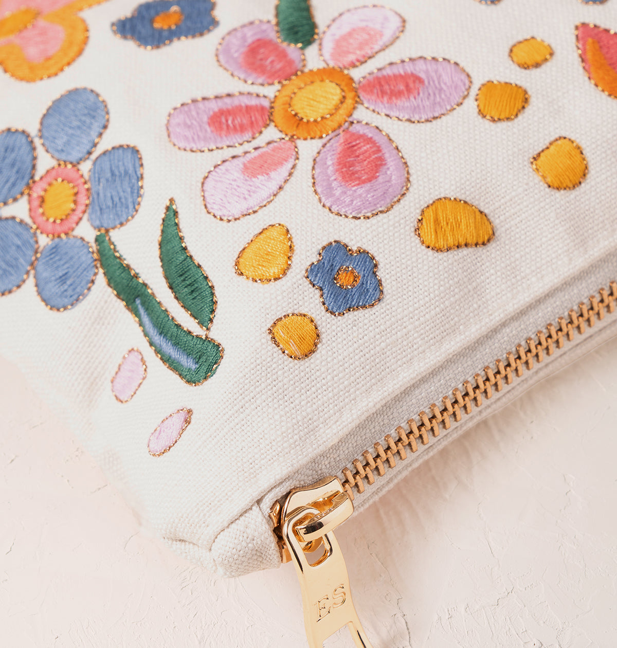 Flower Power Cream Cotton Everyday Pouch
