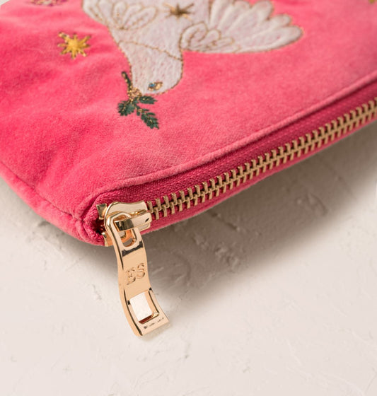Doves of Peace Velvet Coin Purse Spiced Coral
