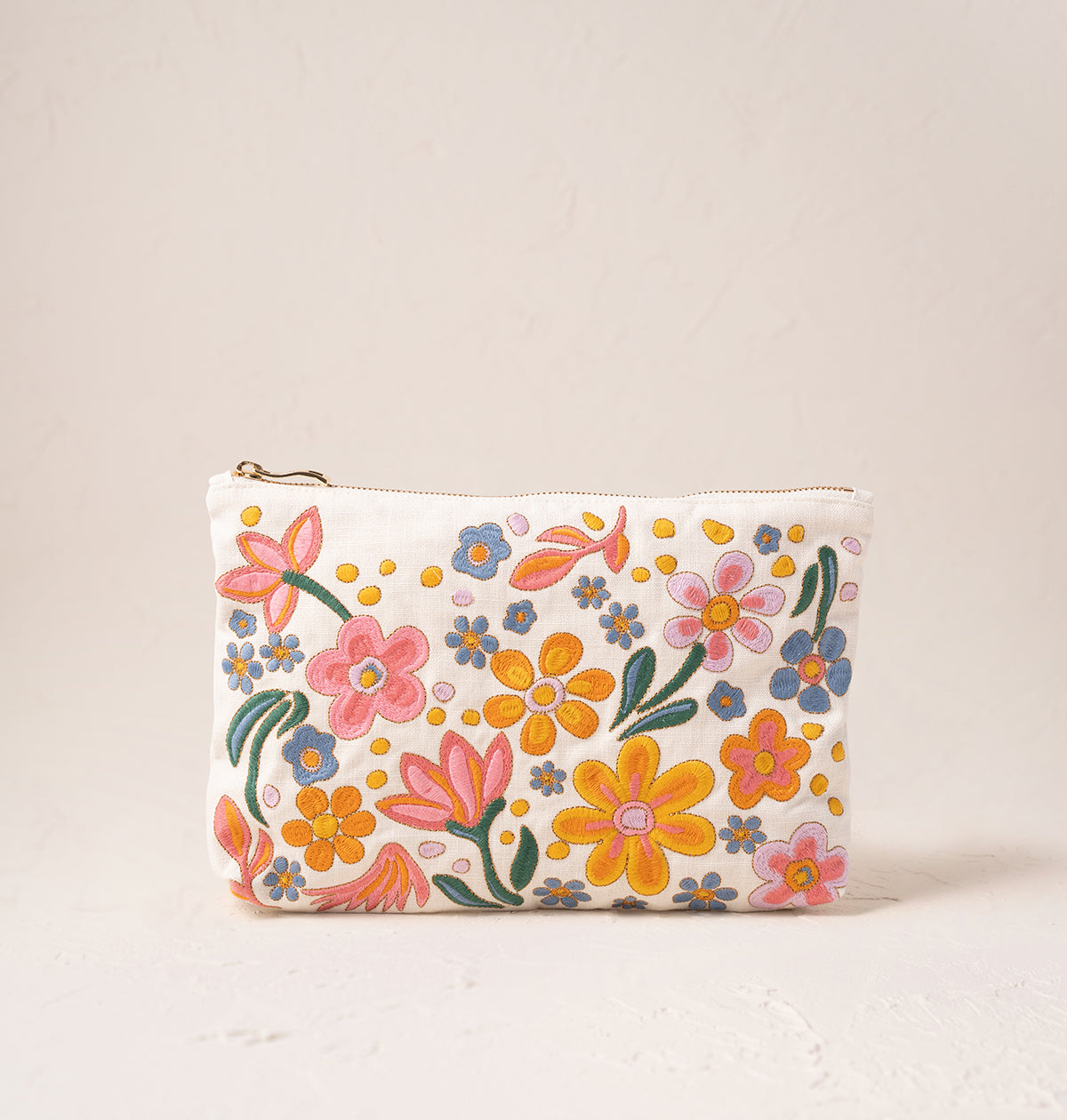 Flower Power Cream Cotton Everyday Pouch