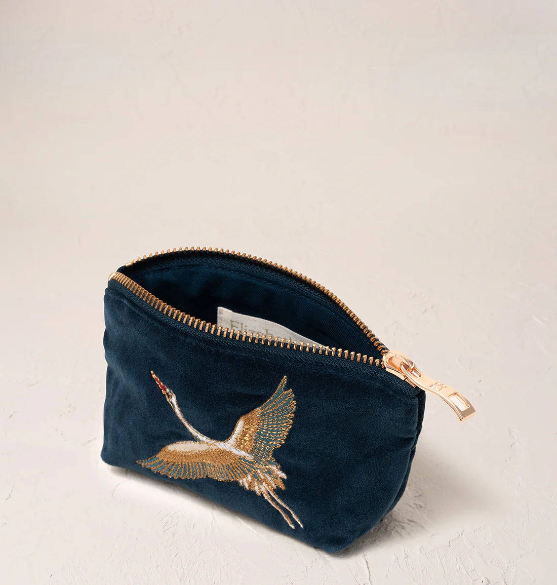 Cranes Ink Blue Velvet Coin Purse