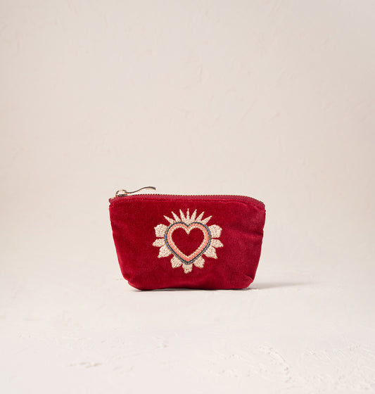 Sacred Heart Rouge Velvet Coin Purse