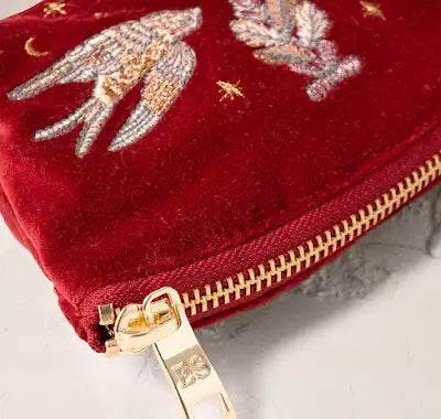 Golden Trinkets Velvet Coin Purse - Rouge
