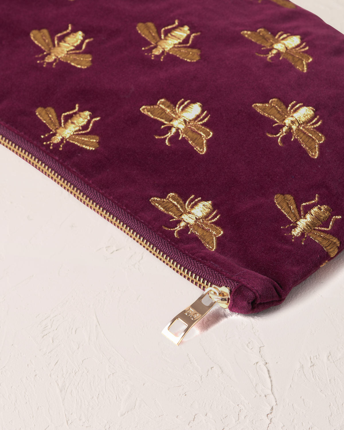 Honey Bee Plum Velvet Everyday Pouch