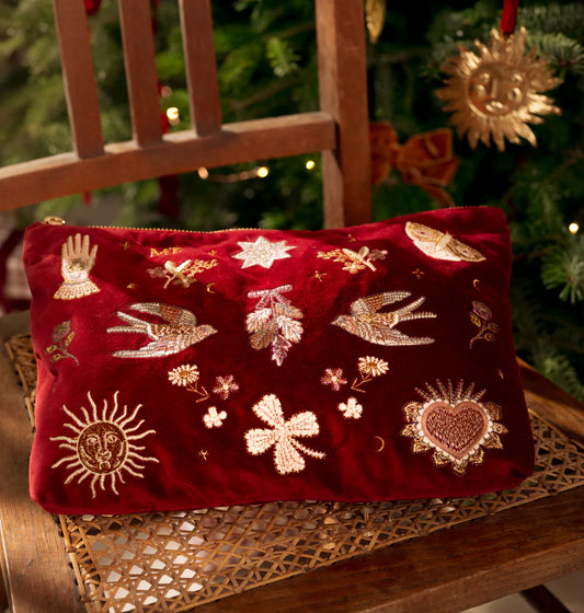 Golden Trinkets Velvet Everyday Pouch - Rouge