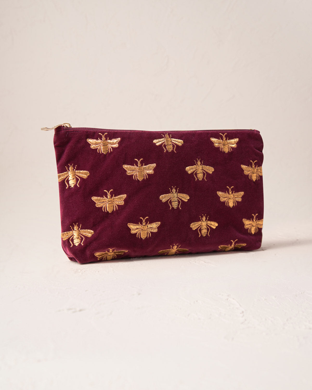 Honey Bee Plum Velvet Everyday Pouch