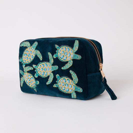 Swimming Turtle Marine Navy Cosmetics Bag