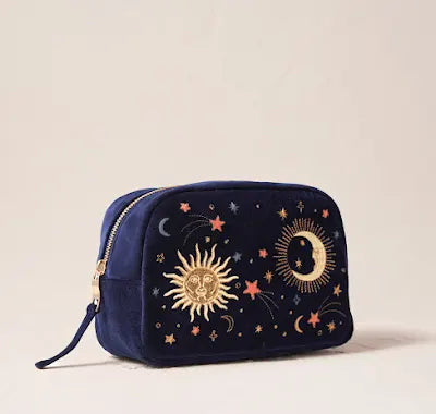 Celestial Navy Velvet Makeup Bag