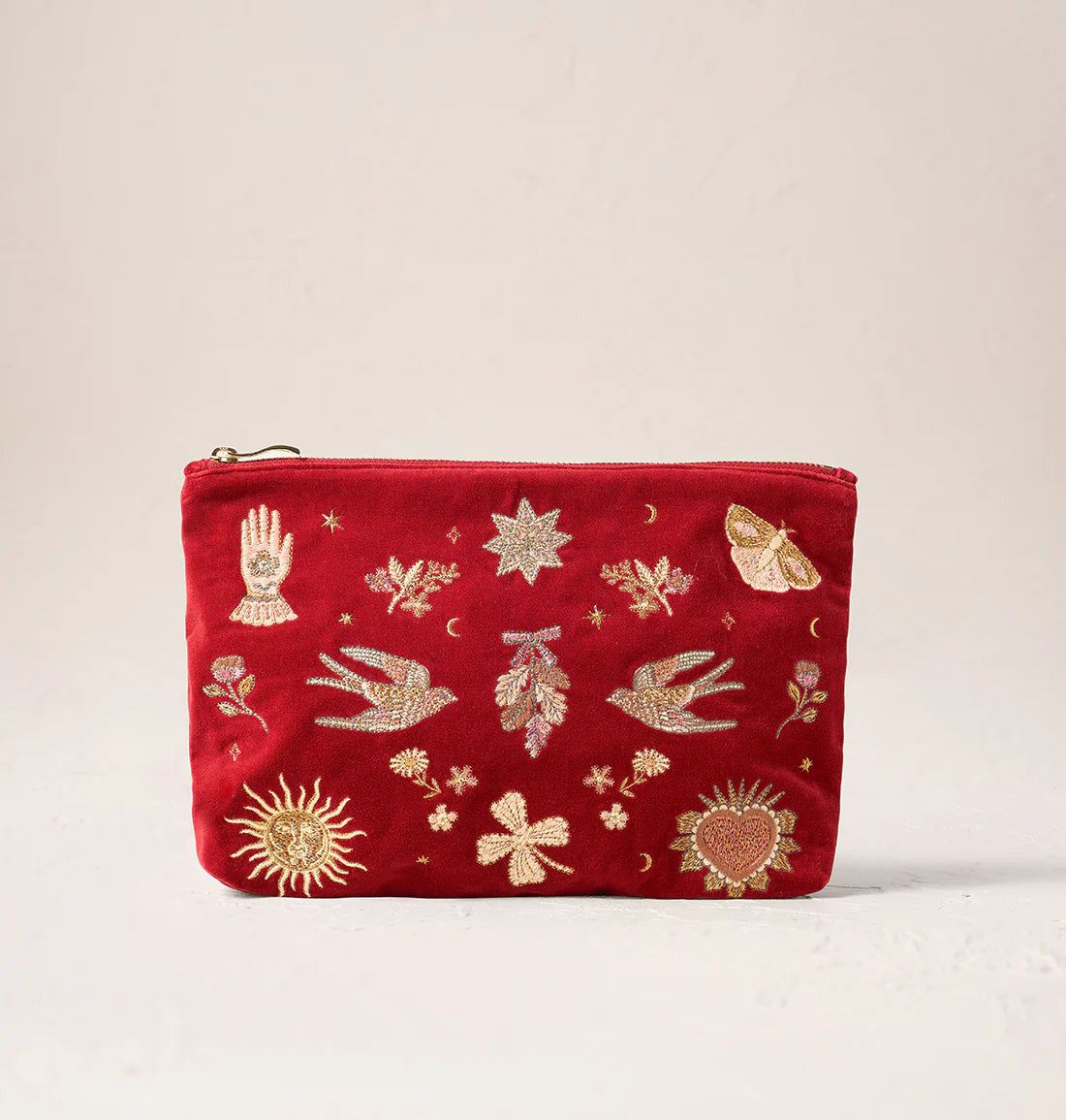 Golden Trinkets Velvet Everyday Pouch - Rouge