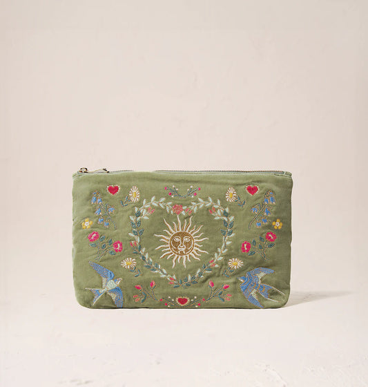 Earth Goddess Olive Velvet Everyday Pouch
