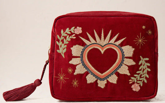 Sacred Heart Rouge Velvet Wash Bag