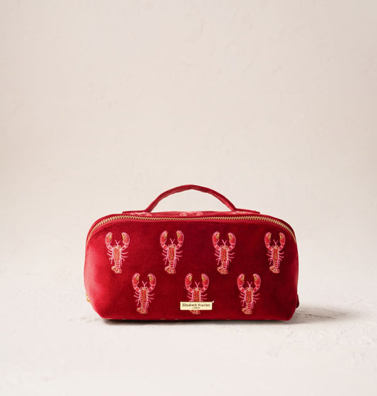 Lobster Velvet Open Flat Makeup Bag Rouge