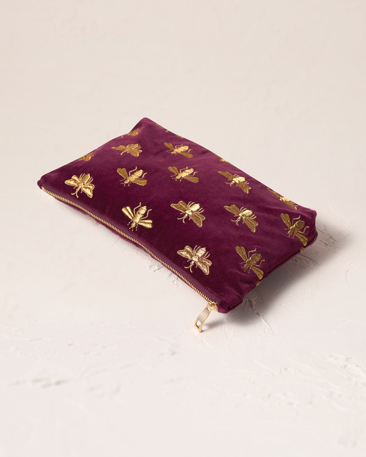 Honey Bee Plum Velvet Everyday Pouch