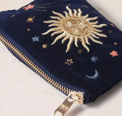 Celestial Navy Velvet Coin Purse