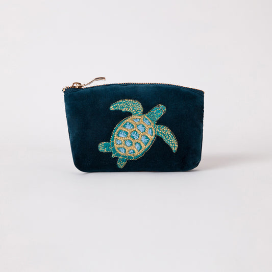 Turtle Conservation Marine Velvet Coin Purse