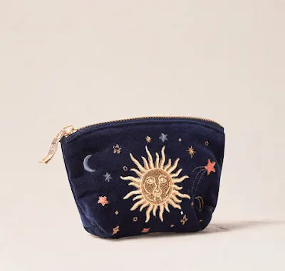 Celestial Navy Velvet Coin Purse
