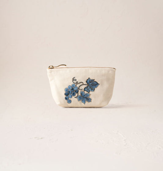 Grapevine Canvas Coin Purse Cream