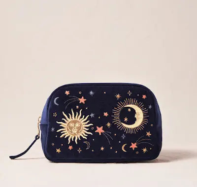 Celestial Navy Velvet Makeup Bag