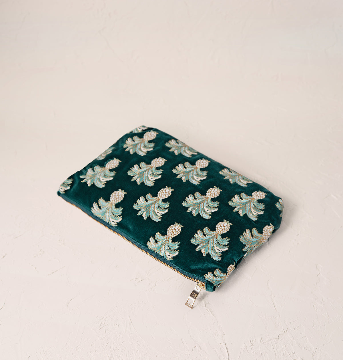 Pineapples Emerald Velvet Everyday Pouch