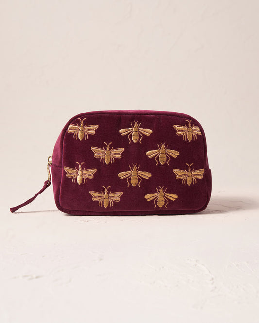 Honey Bee Plum Velvet Cosmetics Bag