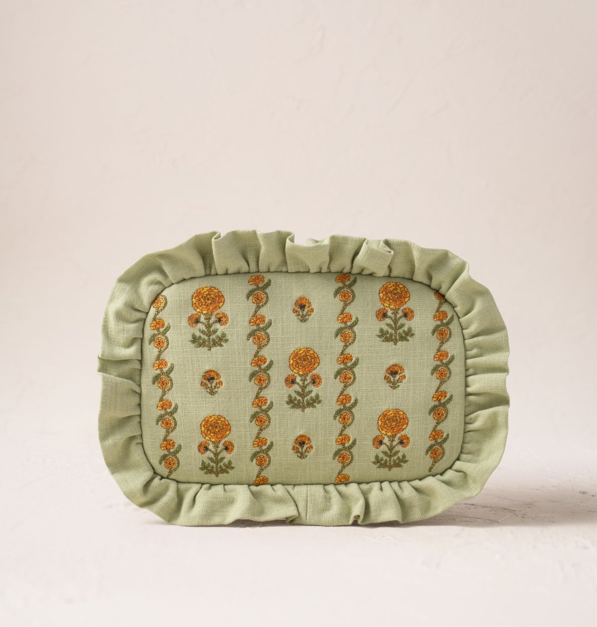 Marigolds Cotton Frill Makeup Bag Celadon