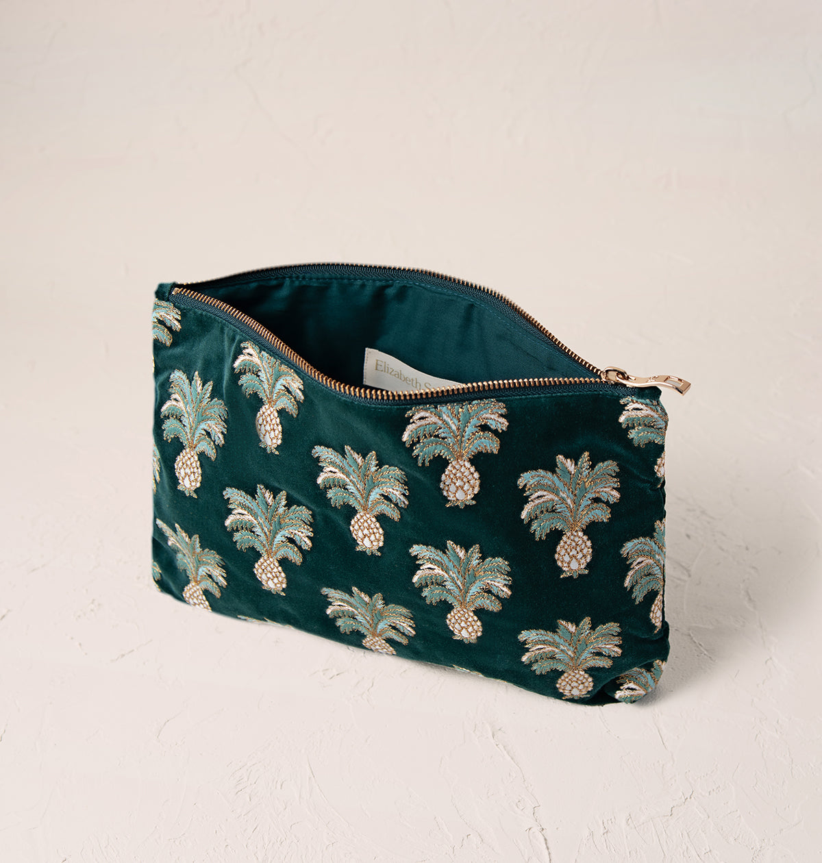 Pineapples Emerald Velvet Everyday Pouch