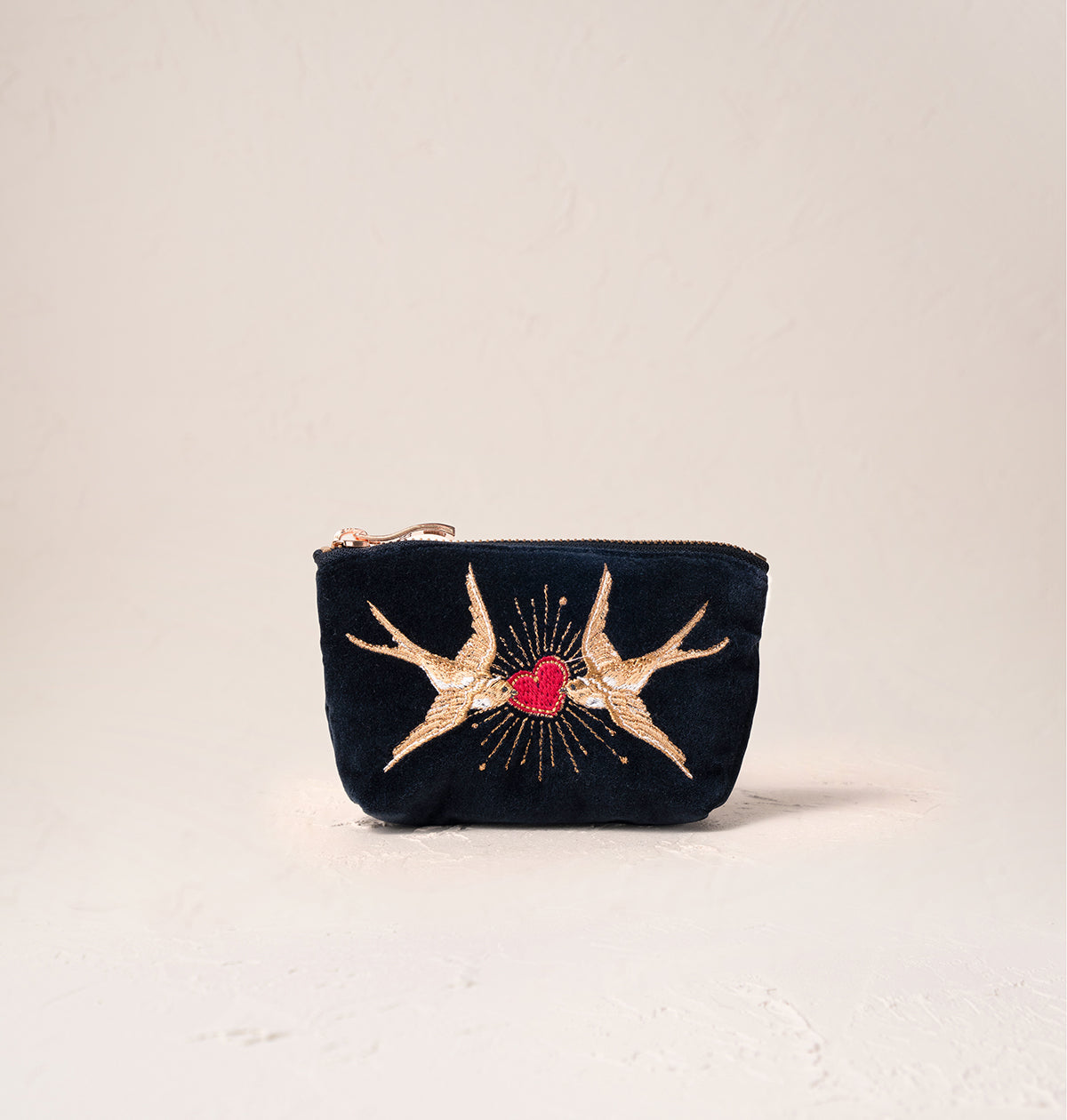 Beating Heart Charcoal Velvet Coin Purse