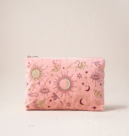 Boho Mysticism Pale Pink Velvet Everyday Pouch