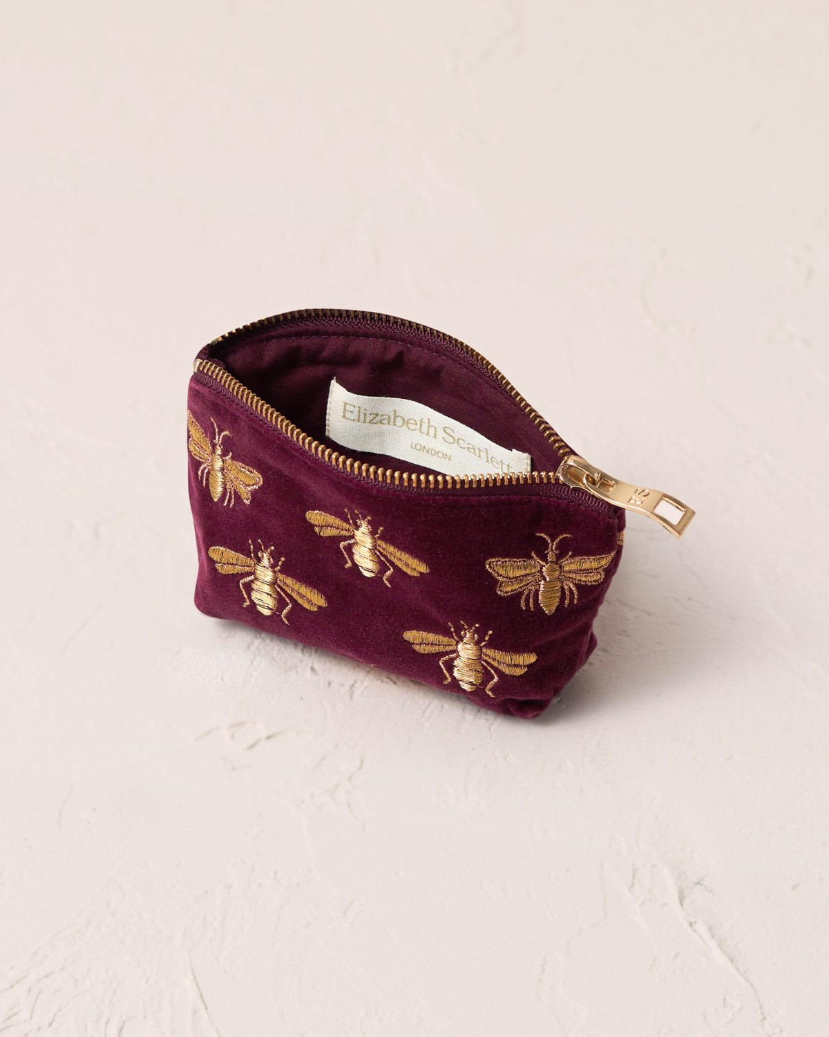 Honey Bee Plum Velvet Coin Purse