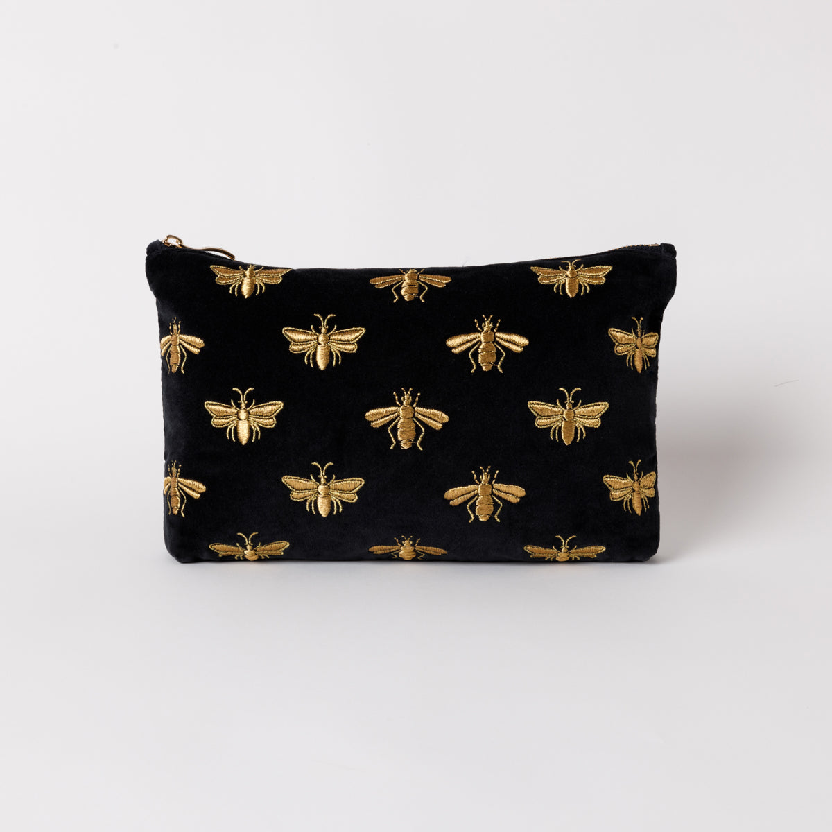 Honey Bee Charcoal Velvet Everyday Pouch