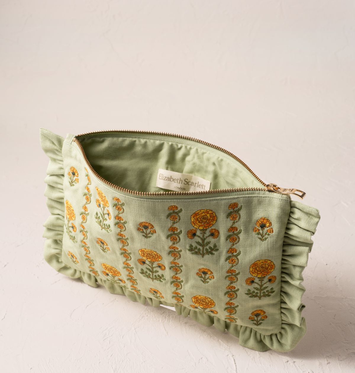 Marigolds Cotton Frill Pouch Celadon