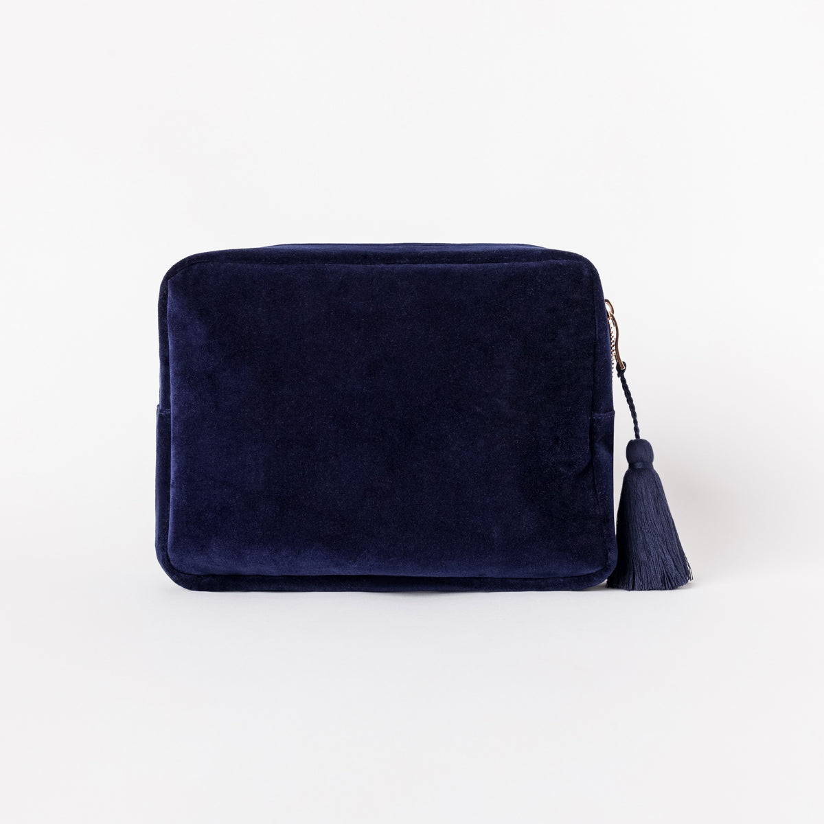 Gold Palm Navy Velvet Wash Bag